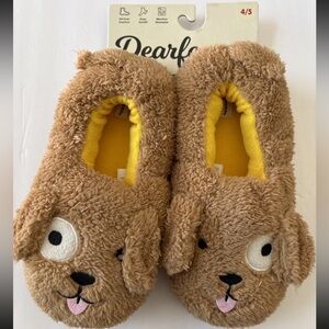 Dearfoams Kid's Emery Critter Closed Back Animal Slipper Size 4 5 Puppy Dog